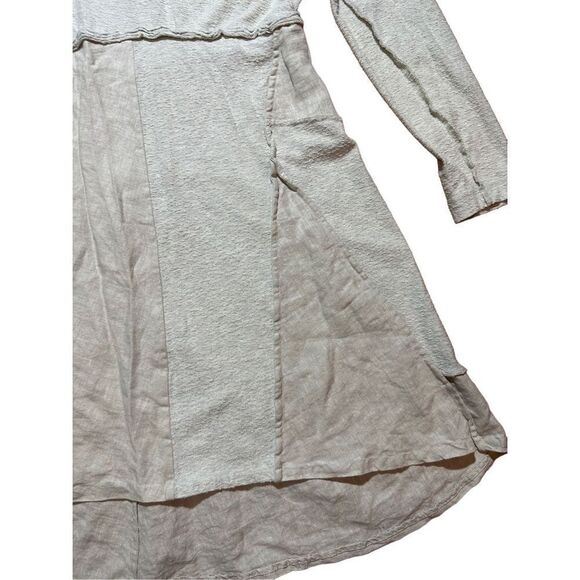 Maeve Anthropologie lagenlook Northward Swing Dress Patchwork Neutral Linen Cott - Picture 9 of 12